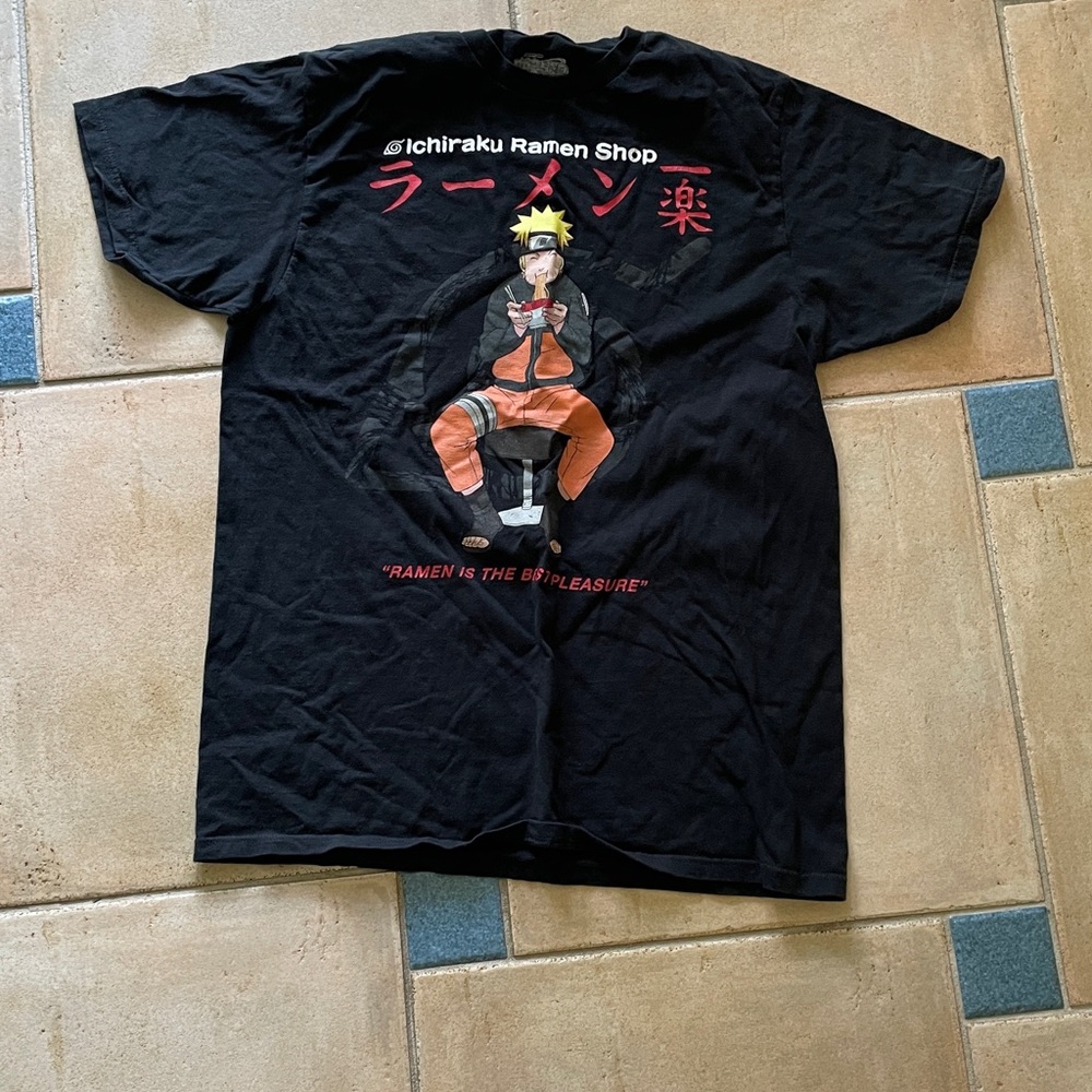Black Graphic Ramen T-Shirt Size: L